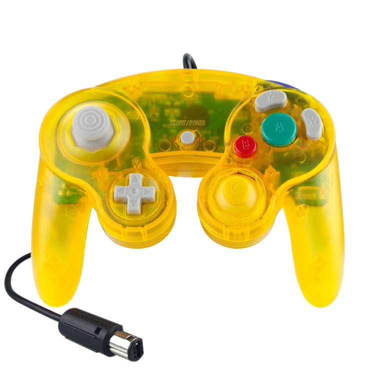5 PCS Single Point Vibrator Wired Controller Game Controller For Nintendo NGC (Transparent Yellow)