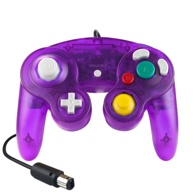 5 PCS Single Point Vibrator Wired Controller Game Controller pour Nintendo NGC (Violet transparent)