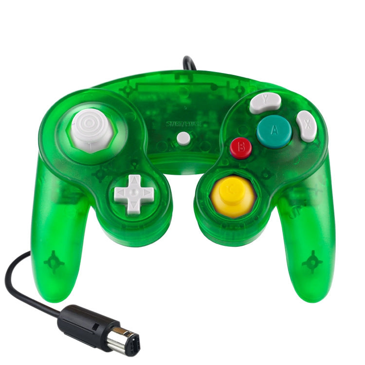 5 PCS Single Point Vibrator Wired Controller Game Controller For Nintendo NGC (Transparent Green)
