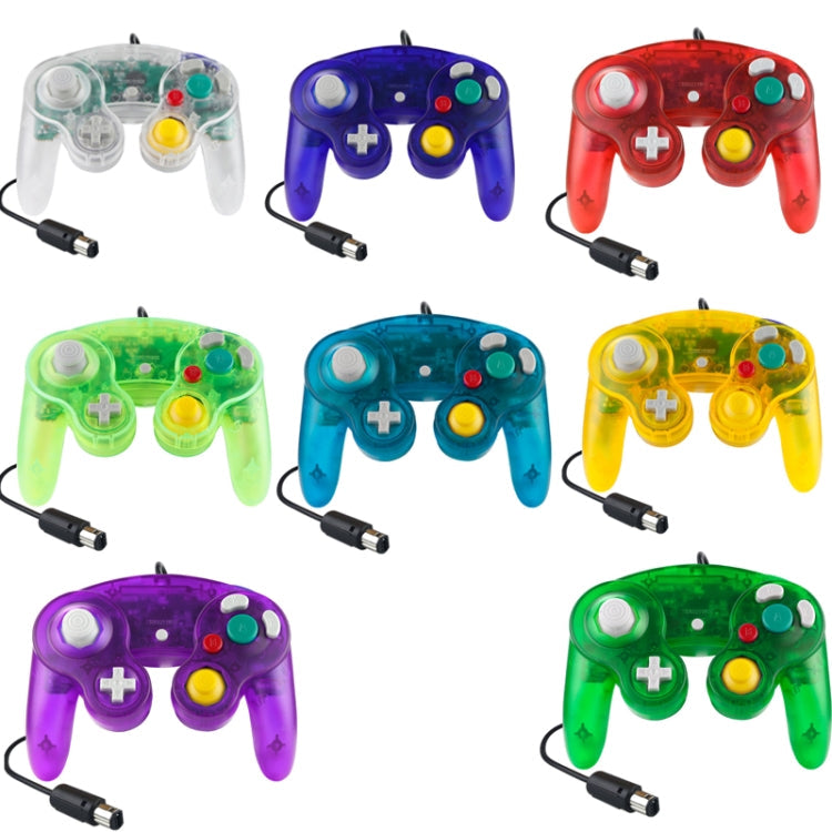 5 PCS Single Point Vibrator Wired Controller Game Controller For Nintendo NGC (Transparent Blue)