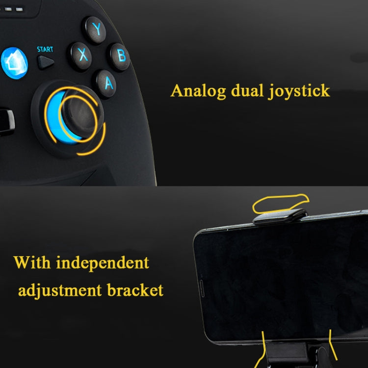 Poignée de contrôleur de jeu sans fil CX-X1 2.4GHZ + Bluetooth 4.0 pour poignée Android / iOS / PC / PS3 + support (noir)