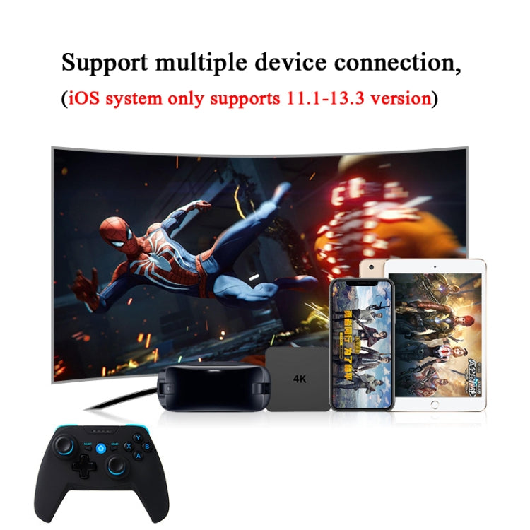 CX-X1 Poignée de contrôleur de jeu sans fil 2,4 GHz + Bluetooth 4.0 pour poignée Android / iOS / PC / PS3 + support + récepteur (noir)