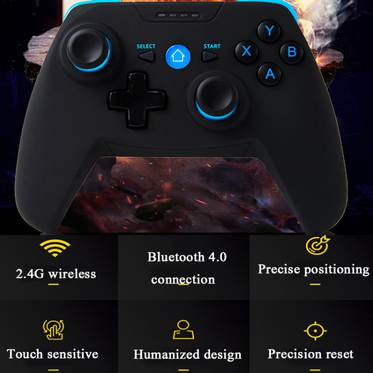 CX-X1 2.4GHz + Mango de Controlador de Juego Inalámbrico Bluetooth 4.0 Para Android / iOS / PC / PS3 Manija + Soporte (Azul)