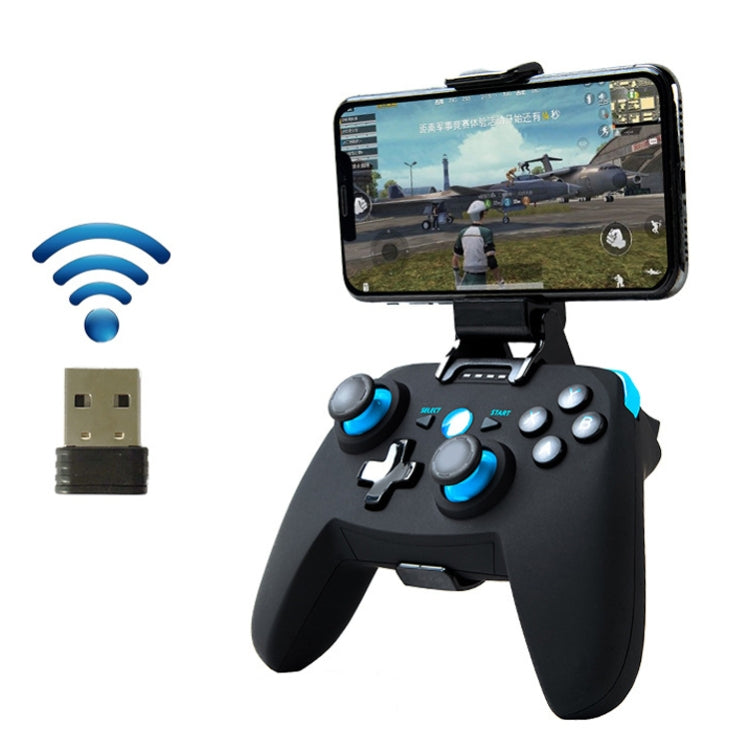 CX-X1 2.4GHz + Manija de Controlador de Juego Inalámbrico Bluetooth 4.0 Para Android / iOS / PC / PS3 Manija + Soporte + Receptor (Azul)
