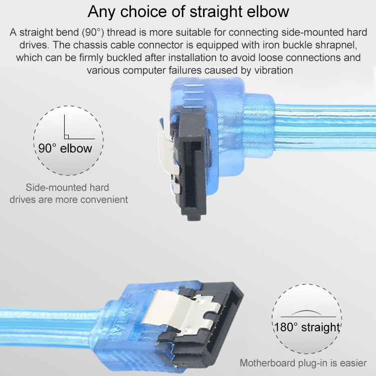 Mini SA SA SATA Data Cable with Braided Computer Case Box Hard Drive Cable Specification: Straight Female to Female Elbow -0.5m