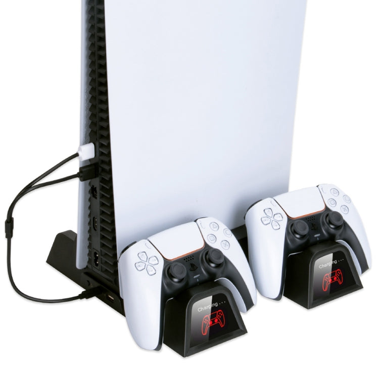 OIVO IV-P5235B Console de jeu Base de ventilateur de refroidissement Gamepad Siège de charge avec grille LED et stockage de disque pour PS5