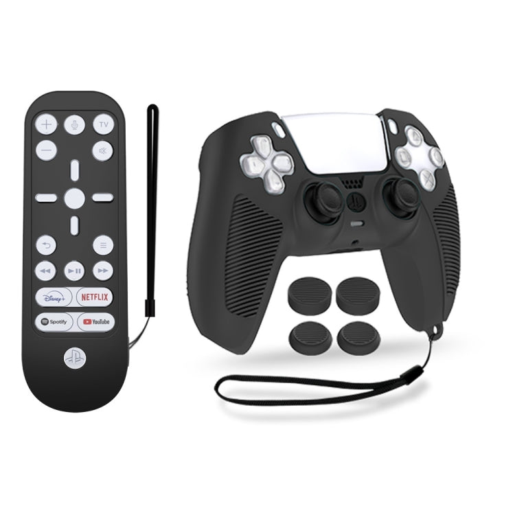 V1-1 Console de jeu et télécommande Coque de protection en silicone CaProcker pour PS5 (Noir)