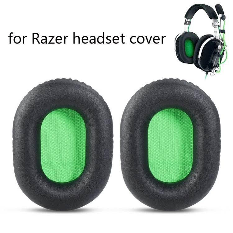 2 PCS Sponge Headphone Cover for Razer V2 Color: Black Skin Net Green