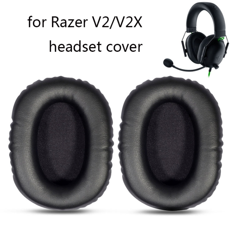 2 PCS Sponge Headphone Cover for Razer V2 Color: Black Skin Black Net