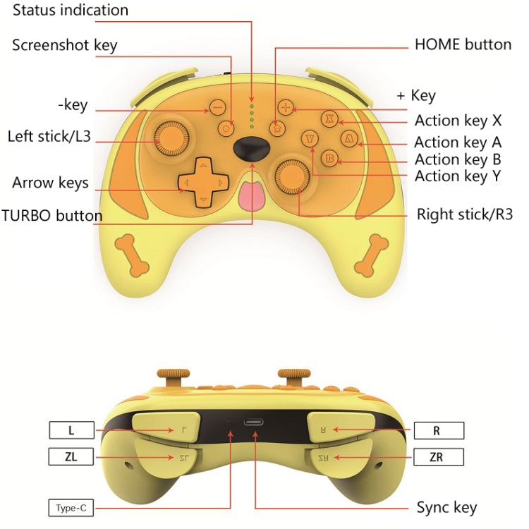 Fonction Conflit de manette de jeu sans fil Bluetooth pour Switch Pro (jaune)
