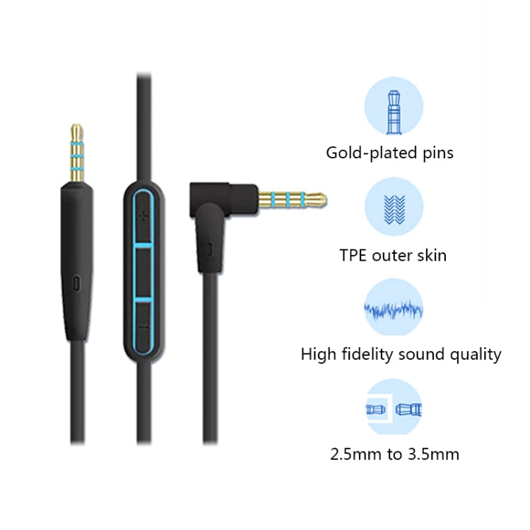 3 PCS 3.5mm to 2.5mm Audio Cable for BOSE QC25 / QC35 / OE2 Length: 1.4m (Blue)