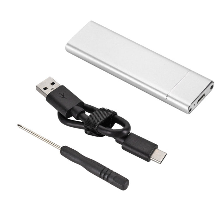 F018C M.2 NGFF a USB3.1 SSD Aluminio sólido Tipo-C Caja de Disco Duro Móvil (Plata)