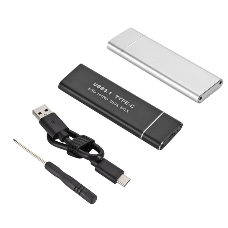 F018C M.2 NGFF a USB3.1 SSD Aluminio sólido Tipo-C Caja de Disco Duro Móvil (Plata)