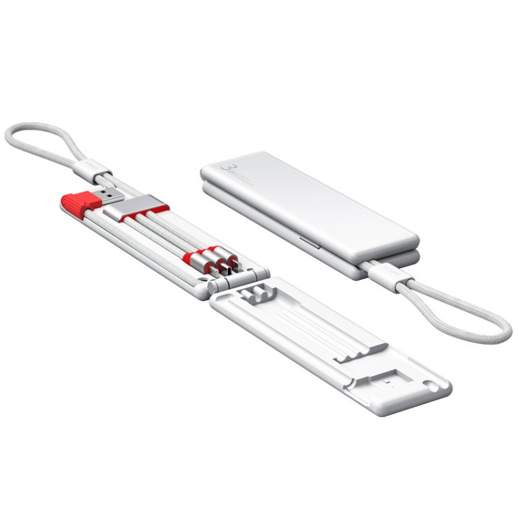 Oatsbasf 03083 Micro Multifunction Portable Micro USB + USB-C / Type-C + 8 Pin 3 in 1 Charging Cable (White)