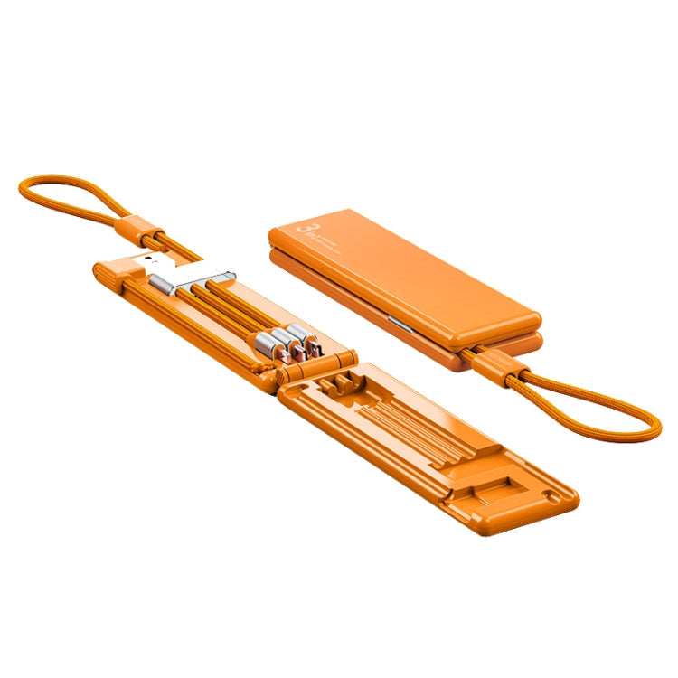 Oatsbasf 03083 Micro Multifunction Portable Micro USB + USB-C / Type-C + 8 Pin 3 in 1 Charging Cable (Orange)