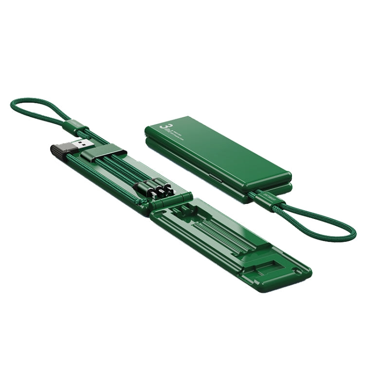 Oatsbasf 03083 Micro Multifunción Portátil Micro USB + USB-C / Tipo-C + 8 Pin 3 en 1 Cable de Carga (verde)