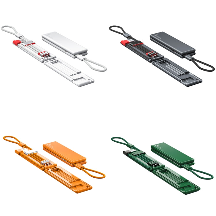 Oatsbasf 03083 Micro Multifunción Portátil Micro USB + USB-C / Tipo-C + 8 Pin 3 en 1 Cable de Carga (verde)