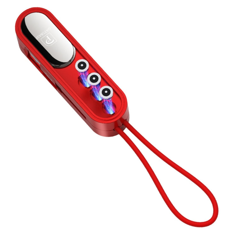 Oatsbasf 03131 Micro USB + USB-C / Tipo-C + 8PIN 3PIN 3 EN 1 MAGNÁ‰TICO PARA USB Cable de Datos de Carga (Rojo)