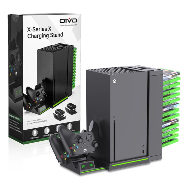 OIVO IV-BX304 Dual Handle Charging Stand with Headphone Holder and Disc Storage for Xbox Series X (Black)