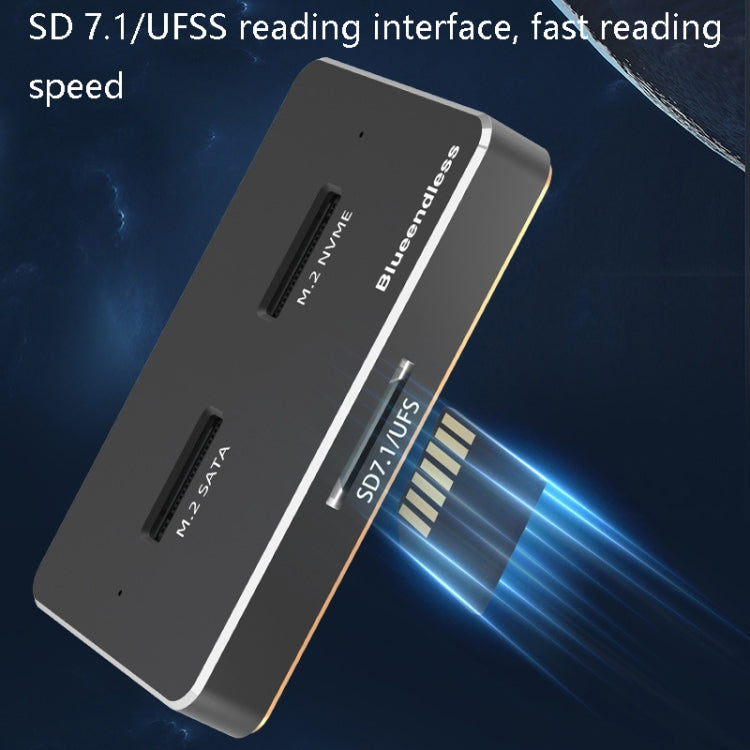 SD05 M.2 SATA / NVME Posición de Doble disco SNS Base de Disco Duro USB3.1 SSD Caja de Disco Duro Móvil externo (disco Doble + SD7.1 ranura Para Tarjeta)
