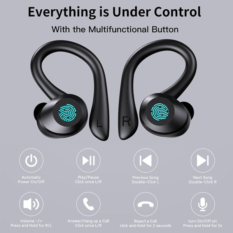 YYK-ANC Cancelación de ruido Bluetooth 5.1 TWS Toque Mini Auriculares montados en el Oído (Negro)
