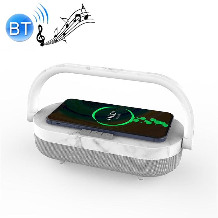 XG21008 3 in 1 Wireless Charger Bluetooth Speaker Rechargeable Night Light (Marble Pattern)
