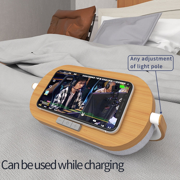 XG21008 3 in 1 Wireless Charger Bluetooth Speaker Rechargeable Night Light (Wood Grain)