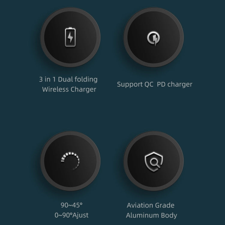 Y5 3 en 1 15W Max Livret de charge sans fil Chargeur rapide pour iPhone et iWatchs Airpods Autres téléphones intelligents (Argent)