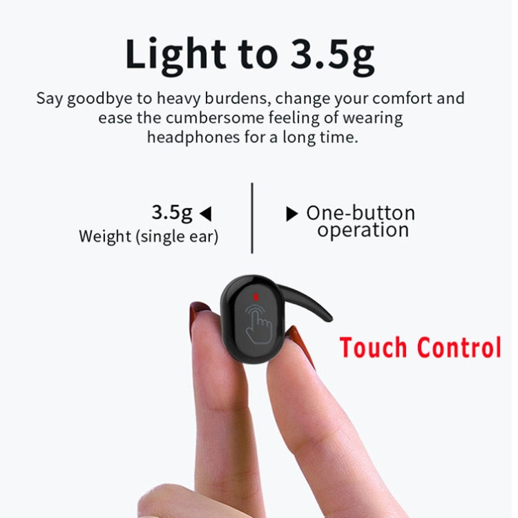 Y30 Wireless Bluetooth 5.0 Headphones In-Ear Mini Earphone Color: Black
