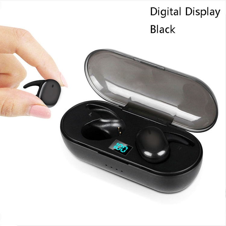 Y30 Wireless Headphones Bluetooth 5.0 In-Ear Mini Earphone Color: Digital Display Black