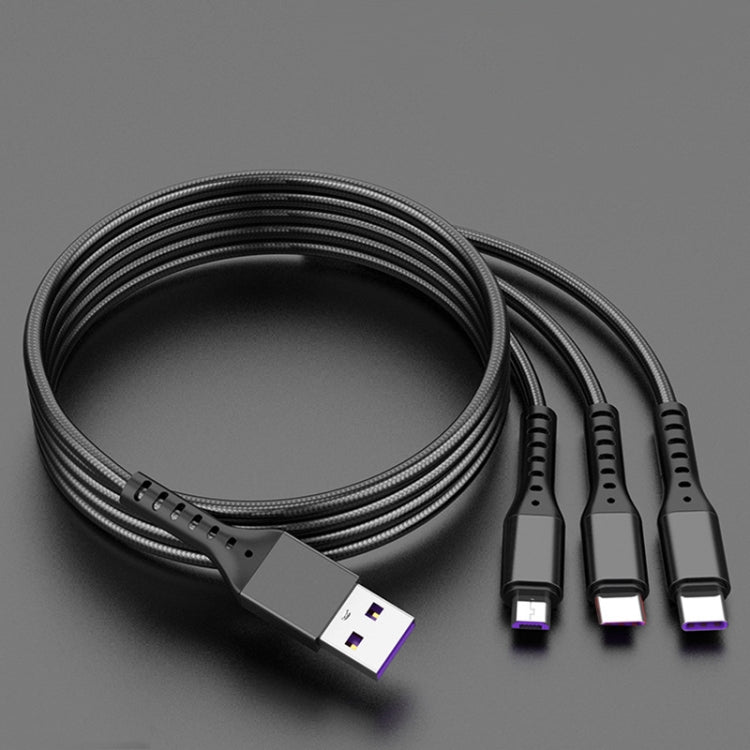 2 PCS ZZ034 USB to 8 PIN + USB-C / Type-C + Micro USB 3 in 1 Fast Charging Cable Style: 5A Super Fast-Black