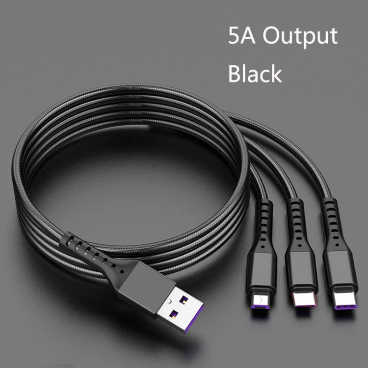 2 PCS ZZ034 USB to 8 PIN + USB-C / Type-C + Micro USB 3 in 1 Fast Charging Cable Style: 5A Super Fast-Black