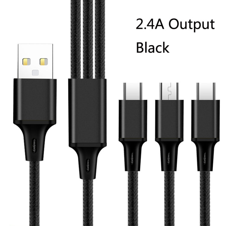 2 PCS ZZ034 USB to 8 PIN + USB-C / Type-C + Micro USB 3 in 1 Fast Charging Cable Style: Mini-Black