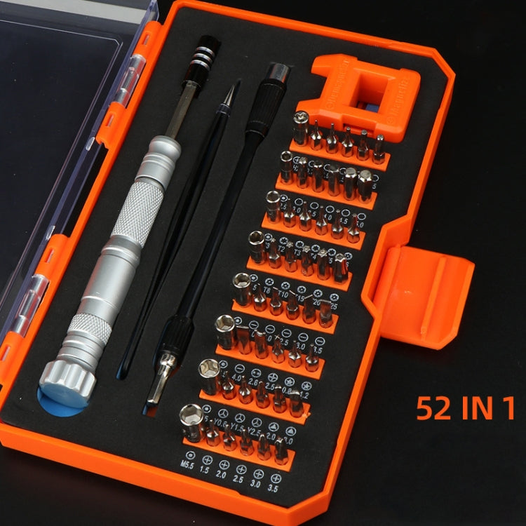 Obadun 9802B 52 in 1 Aluminum Alloy Handle Hardware Tool Screwdriver Set Household Precision Screwdriver Mobile Phone DISMILLING Tool (Orange Box)
