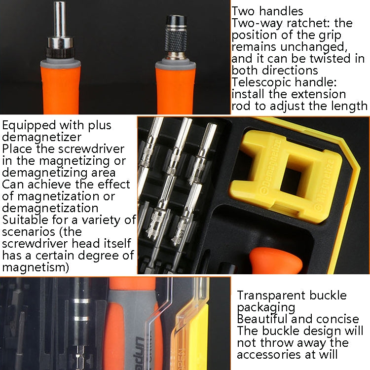 Obadun 9802 31 in 1 Screwdriver Set Computer Clock Tool Precision Multifunction Repair Tool Series: Telescopic Handle (Orange Case)
