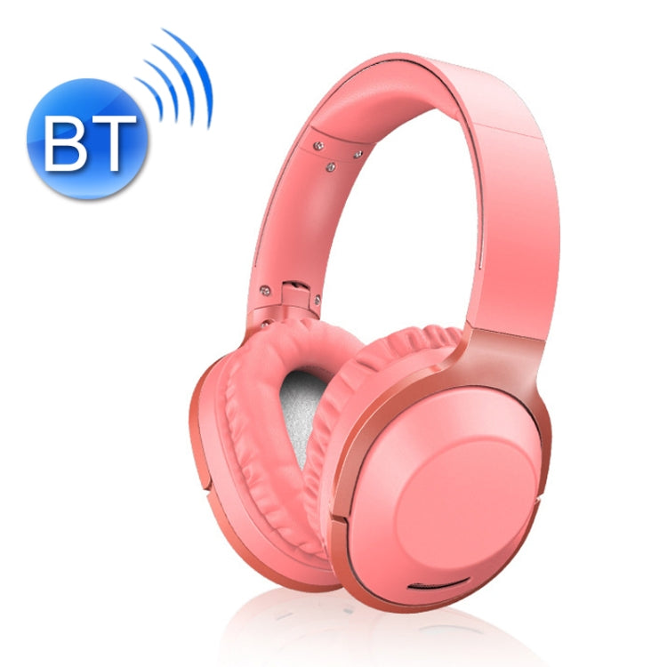 T-02 Macarron Gaming Heavy Learning Bass Foldable Bluetooth Headphones (Watermelon Red)