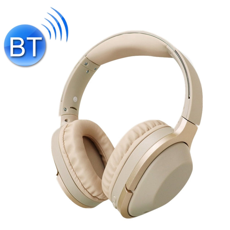 T-02 Macarron Gaming Aprendizaje pesado Blass Bluetooth plegable Auricular (Oro)