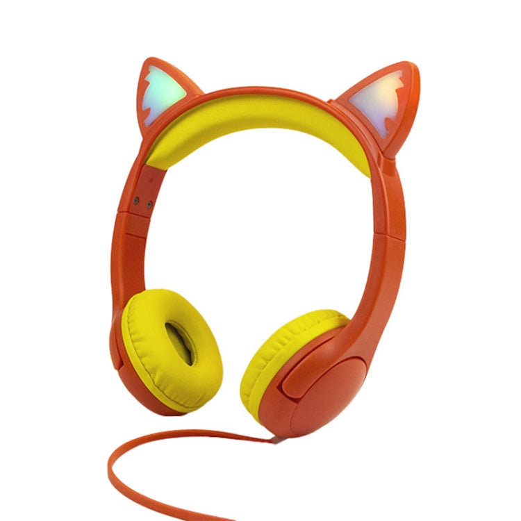 LX-K06 3.5mm Wired Children Learning Headphones Luminous Cat Ear Cable Length: 1.2m (Orange)
