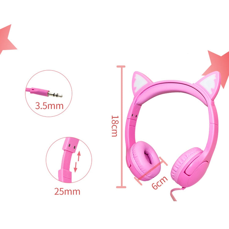 LX-K06 3.5mm Wired Children Learning Headphones Luminous Cat Ear Cable Length: 1.2m (Blue)