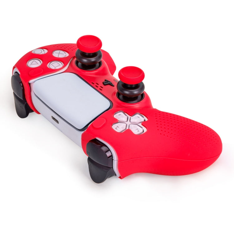 Handle TP5-1529 Wires Game Split Silicone Case + PC Decorative Strip + 2 Rocker Protective Cap For PS5 (Red)