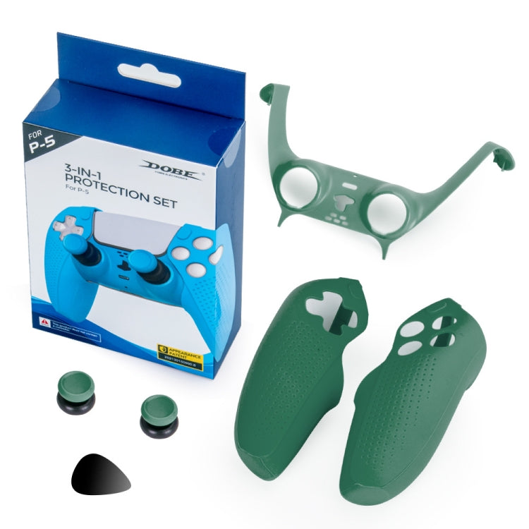 TP5-1529 Game Handle Wireless Split Splic Silicone Sleeve + PC Decorative Strip + 2 Rocker Protective Cap For PS5 (Green)