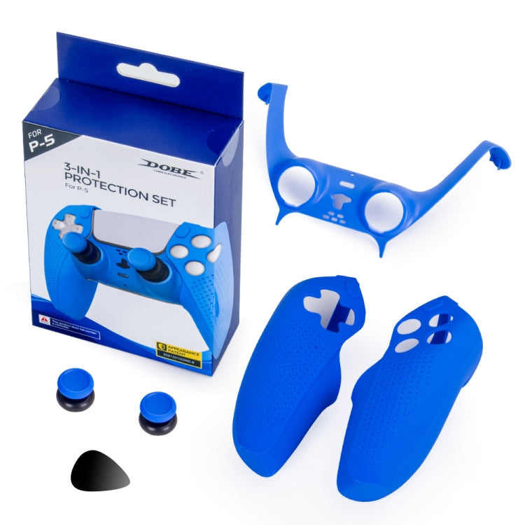 Handle TP5-1529 Wires Game Split Silicone Case + PC Decorative Strip + 2 Rocker Protective Cap For PS5 (Blue)