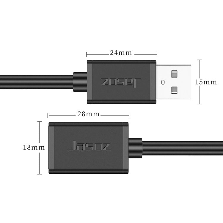 3 PCS Jasoz USB Macho a Hembra Cable de extensión de núcleo de cobre sin oxígeno Color: Negro 0.5m