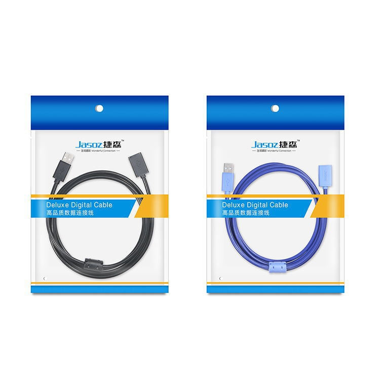 3 PCS JASOZ Câble d'extension de noyau de cuivre sans oxygène USB mâle à femelle Couleur: Bleu foncé 1.5m