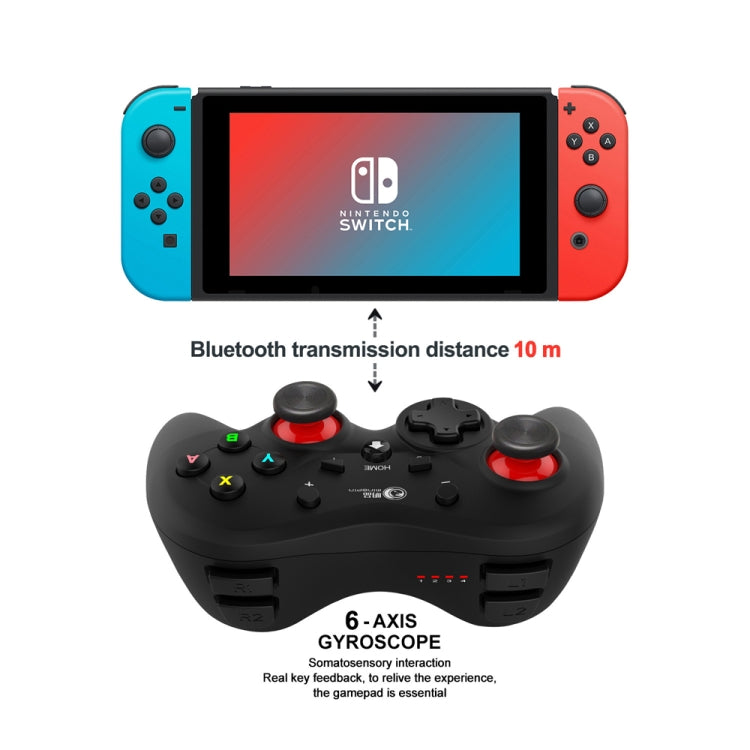 Mingpin MB-S810 Bluetooth Inalámbrico Bluetooth Gamepad de seis ejes Para Nintendo Switch Pro (Negro (Neutral))