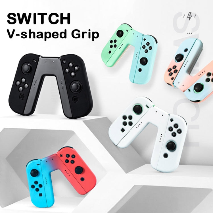 V Shape Quick Charge Handle Grip For Nintendo Switch Joycon (Blue Pink)