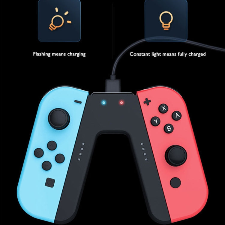 Grip de manija de Carga rápida en forma de V Para el interruptor Nintendo Joycon (Negro)