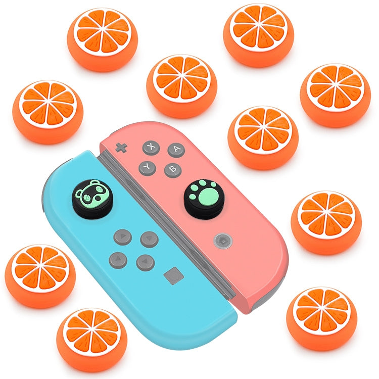 Tapa Protectora 3D de la Tapa de la Tapa del rockero de Silicona de 10 PCS Para el interruptor de Nintendo / Lite Joycon (Lemon Orange)