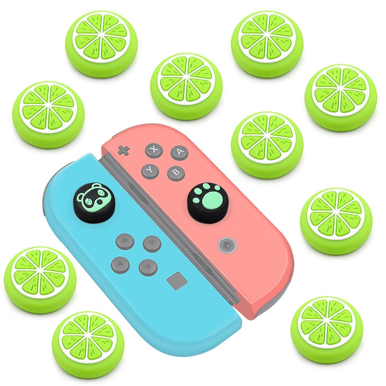 Tapa Protectora 3D del Botón del Botón de la Tapa del rockero de Silicona de 10 PCS Para el interruptor de Nintendo / Lite Joycon (Verde limón)
