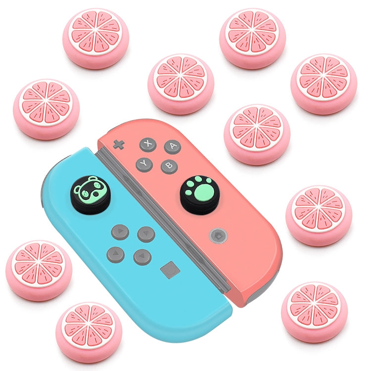 10 PCS Silicone Stopper Cap Button Capuchon de protection 3D pour Nintendo Switch / Lite Joycon (Citron rose)